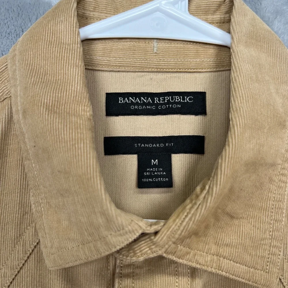 Banana Republic Western Shirt Mens Medium Tan Corduroy Snap Front Organic Cotton